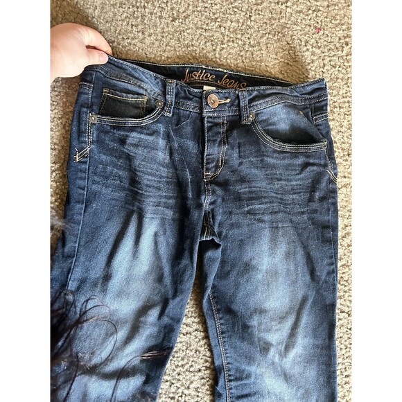 Justice Jeans Bootcut Leg Girls 12.5 Blue Medium Wash 5-Pocket Simply Low - Picture 2 of 4